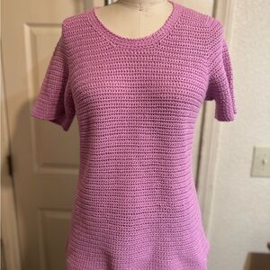 Pink Crochet Short Sleeve Top